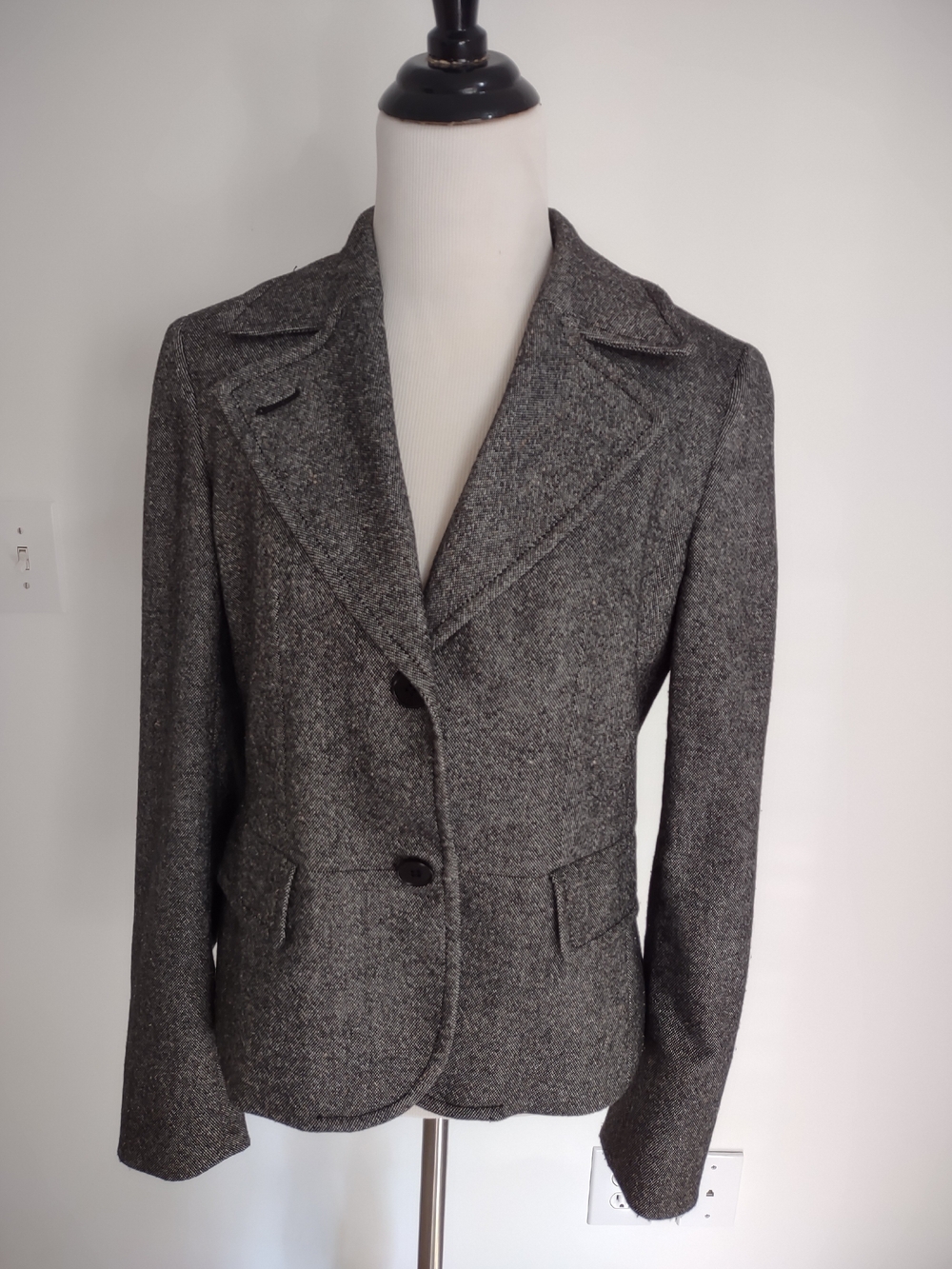 Women's Tailored Gray Wool-Blend Blazer Jacket